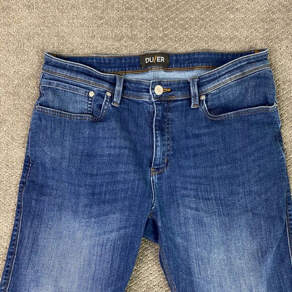 DU/ER Duer Jeans Men's 36 x 32 Fit 35 x 28.5 Blue L2X Relaxed Taper Stretch N2X - Picture 2 of 15